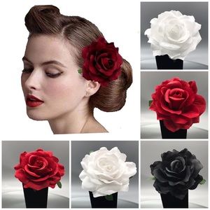 Gorgeous Fabric Layered Rose Flower Hair Clips NEW